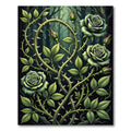 Gothic Emerald Rose and Thorn Trellis Rug