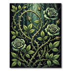 Gothic Emerald Rose and Thorn Trellis Rug