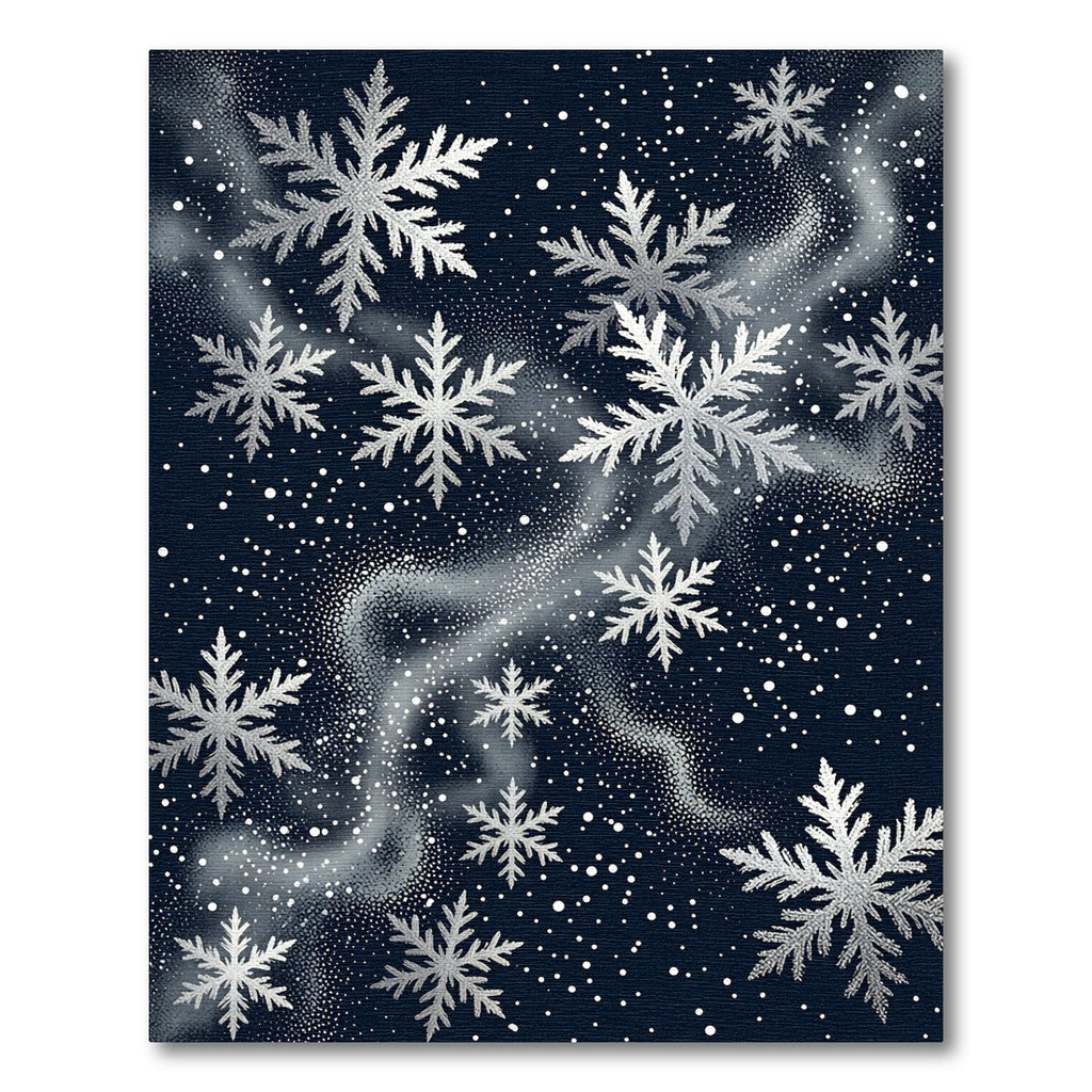 Silver Starry Snowflake Night Whimsy Rug
