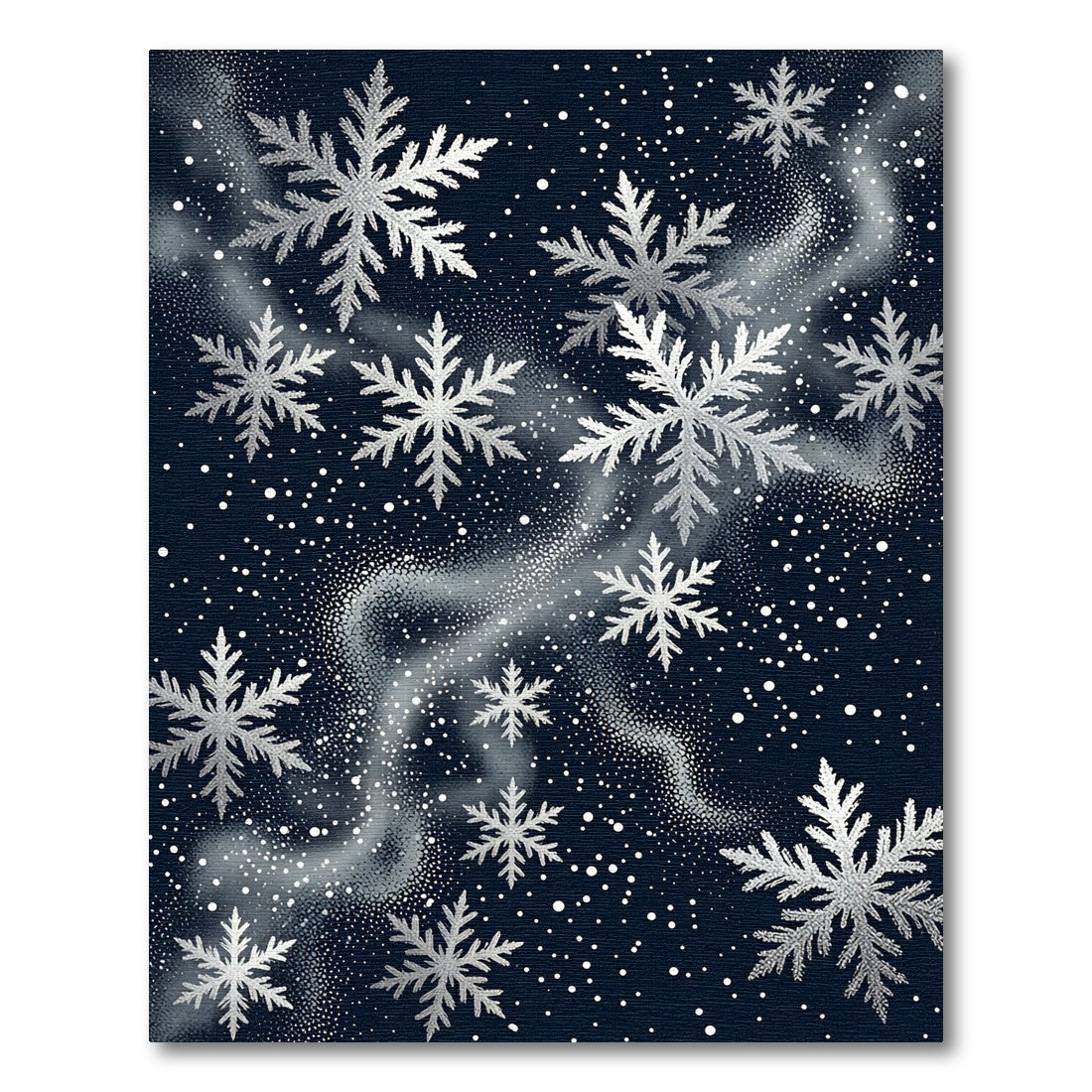 Silver Starry Snowflake Night Whimsy Rug