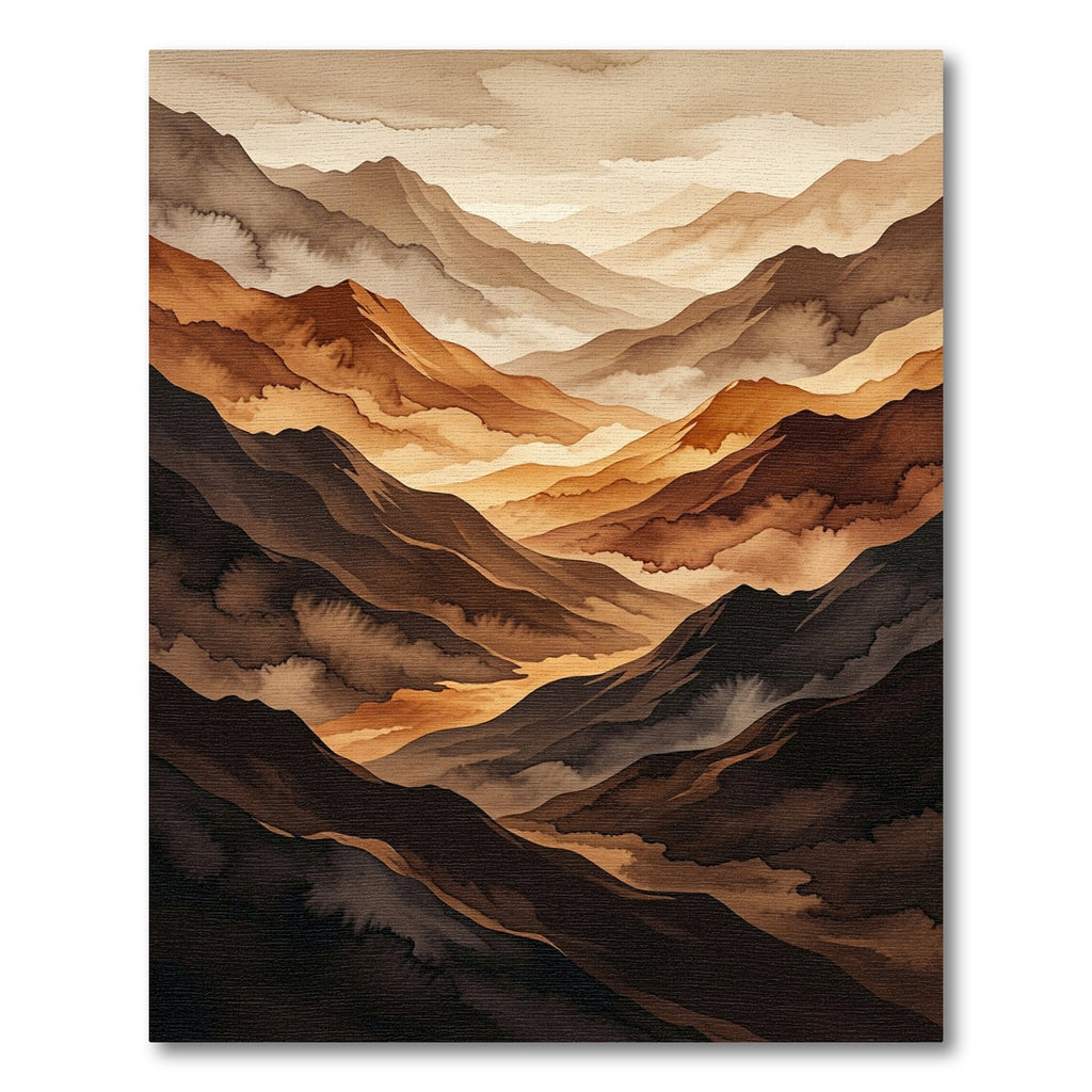 Earthy Tone Layered MountainScape Rug