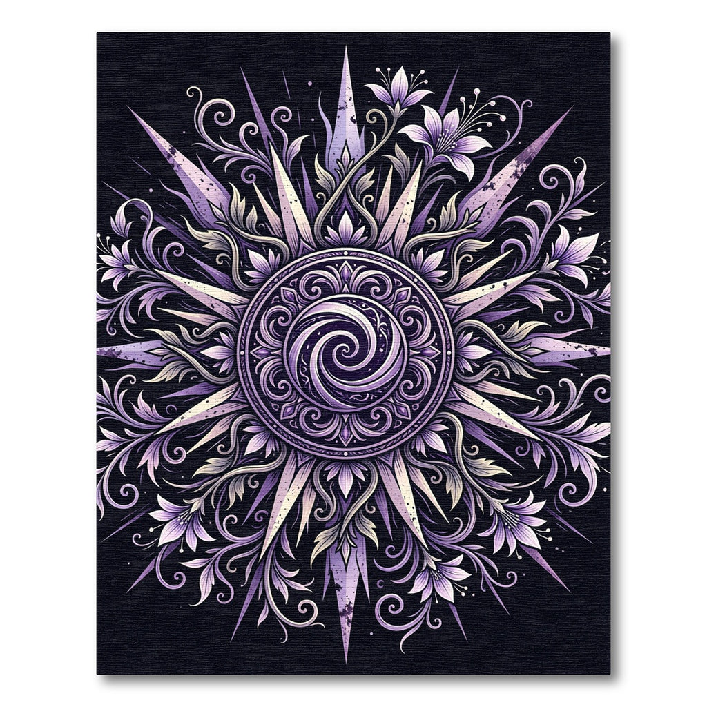 Ethereal Lavender Floral Starburst Mandala Rug