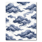 Moody Blue Ethereal Swirling Clouds Rug
