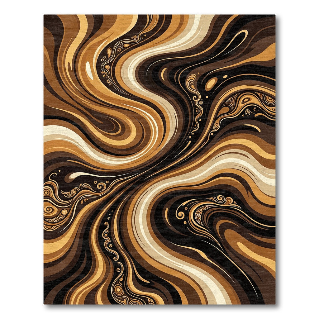 Rich Chocolate Swirl Abstract Wave Rug