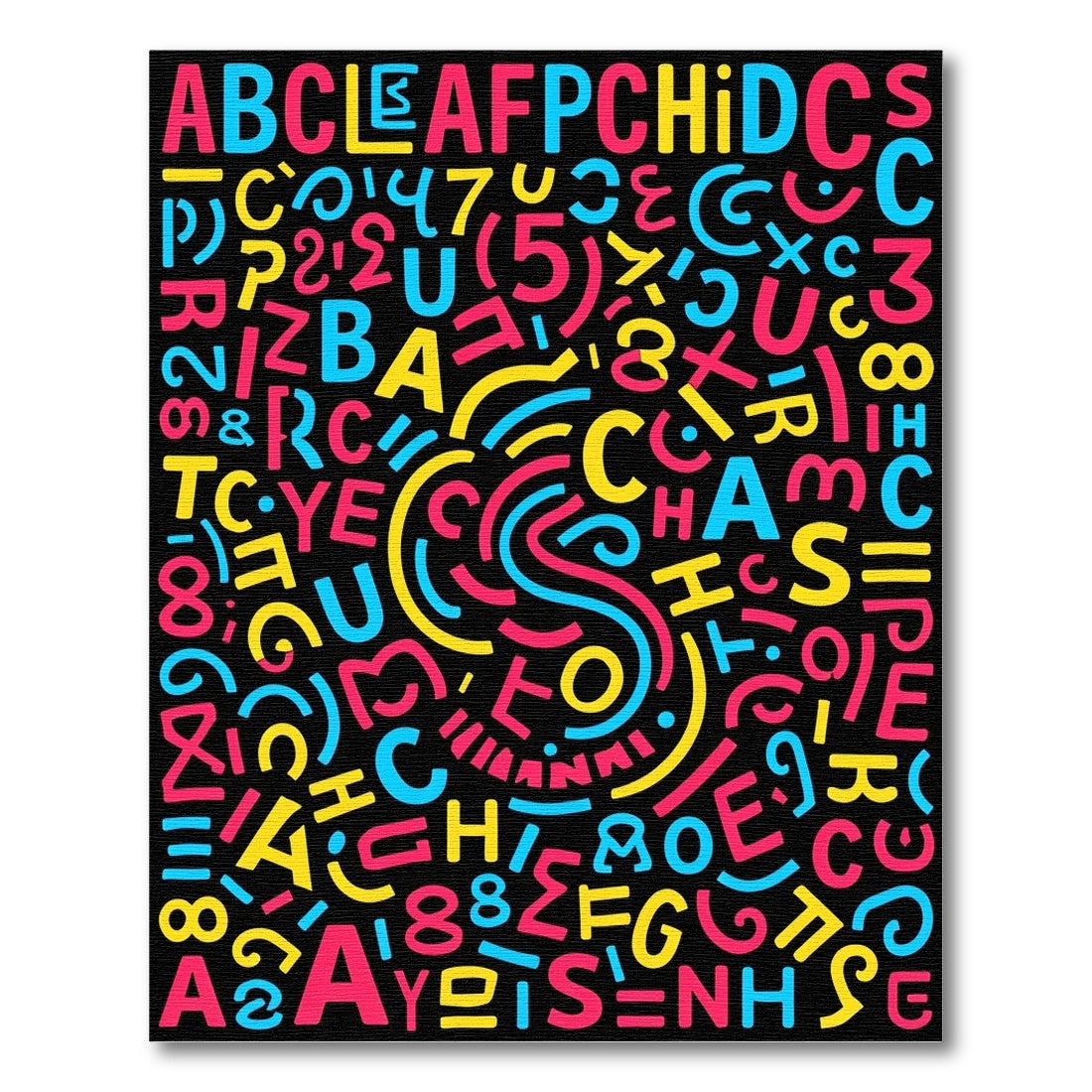 Retro Alphabet And Numbers Scattered Rug