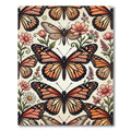 Whimsical Orange Butterfly Garden Meadow Rug