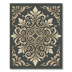 Ornate gold acanthus scrollwork medallion Rug