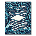 Blue Rope Ocean Wave Abstract Rug