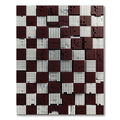 Modern Deep Red White Grid Cube Rug