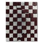 Modern Deep Red White Grid Cube Rug