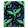 Whimsical Green Dragon Castle Night Rug