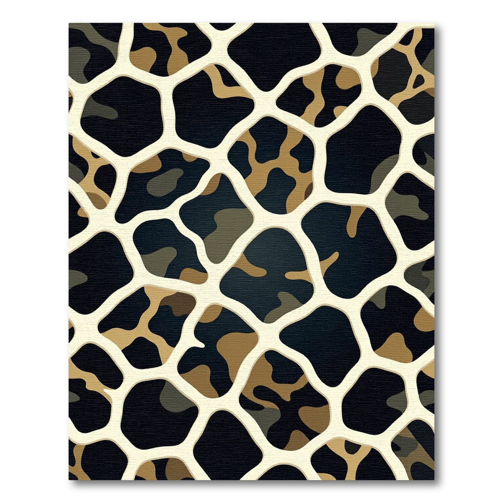 Creamy Beige Camouflage Animalistic Mesh Rug