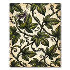 Vintage Green Passionflower Botanical Vine Rug