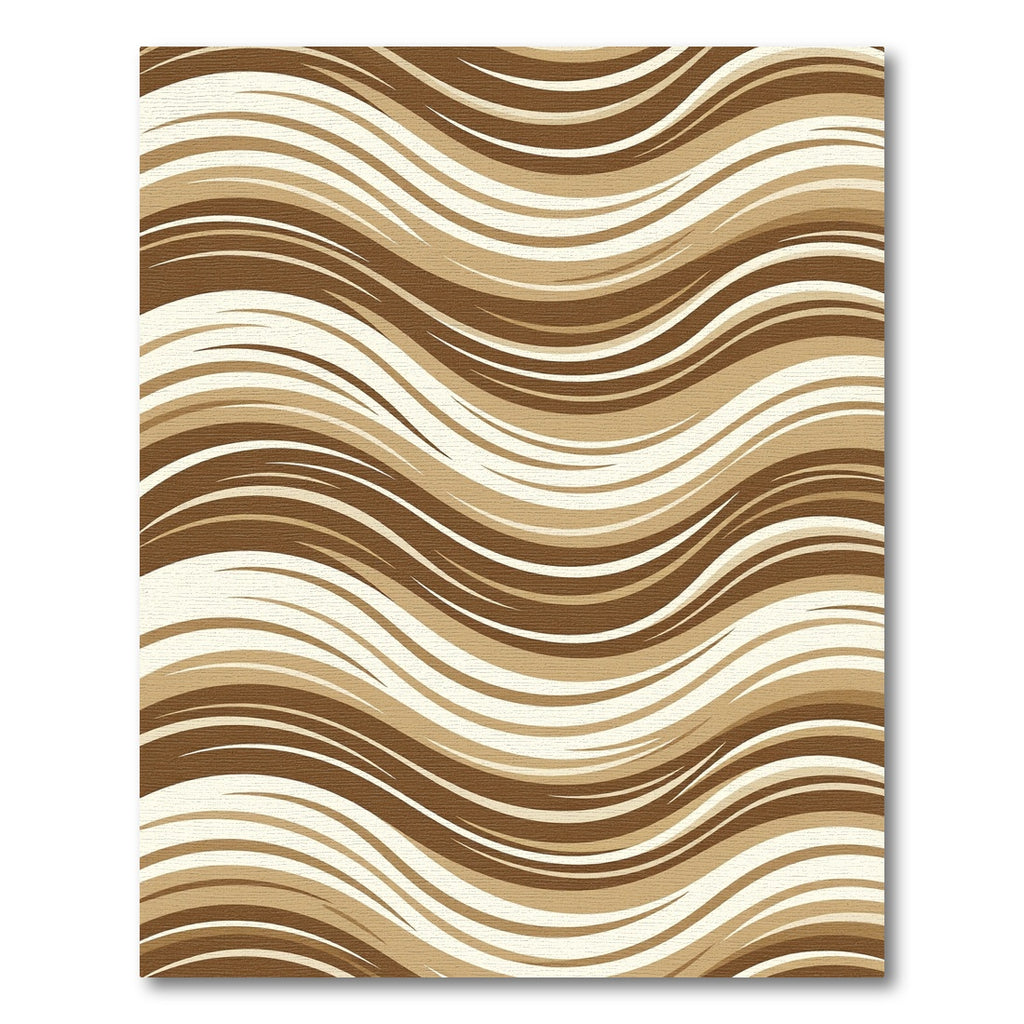 Earthy Brown Cream Flowing Waves Rug