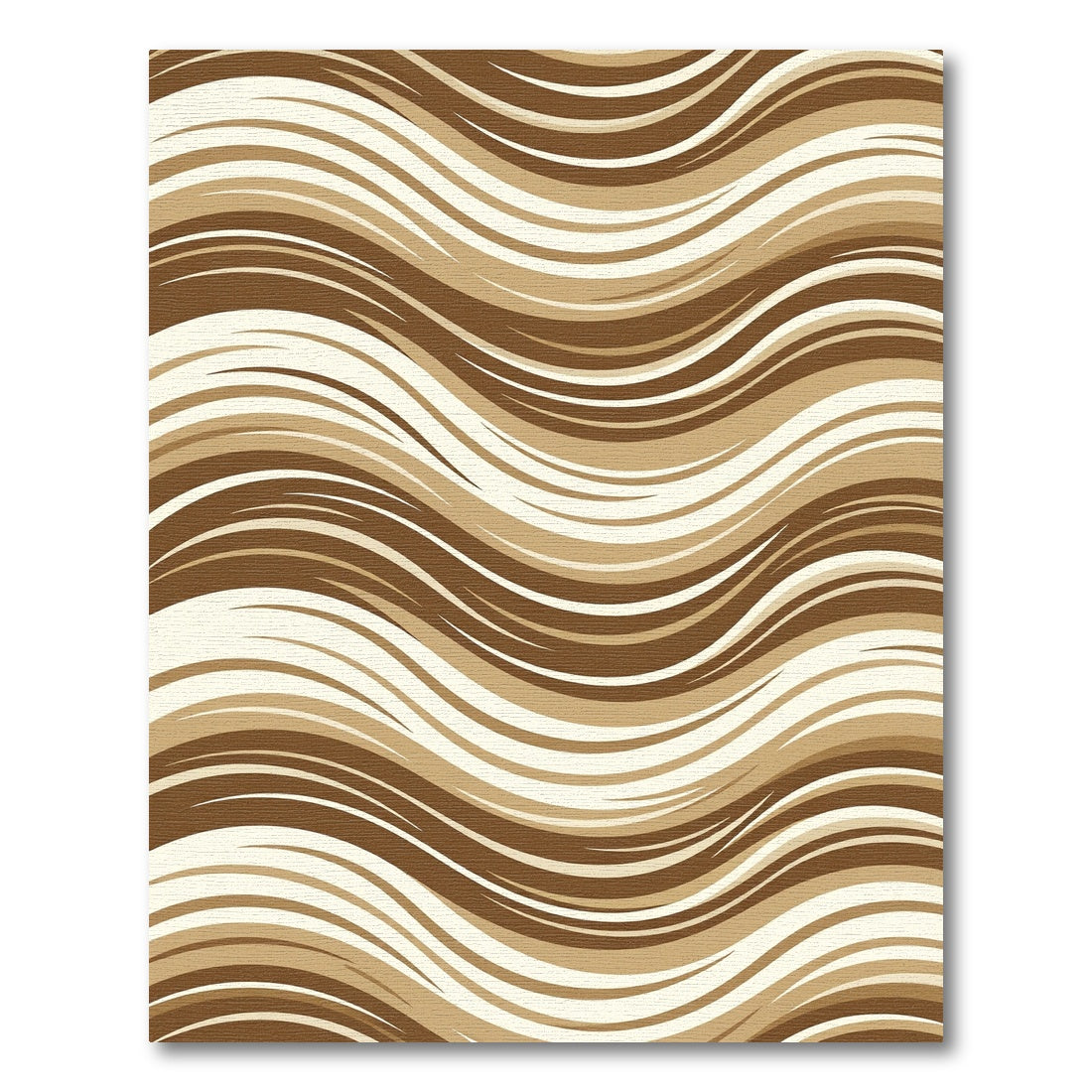 Earthy Brown Cream Flowing Waves Rug