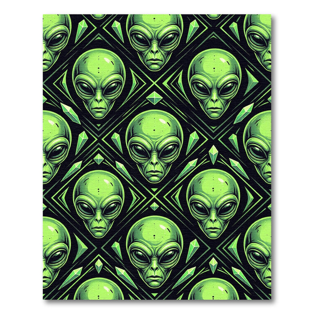 Neon Alien Geometric Diamond Art Rug