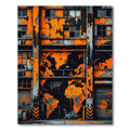 Urban Industrial World Map Wall Art Rug