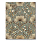 Green Gold Tropical Palm Foliage Rug