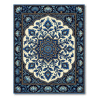 Deep Blue Royal Floral Medallion Rug