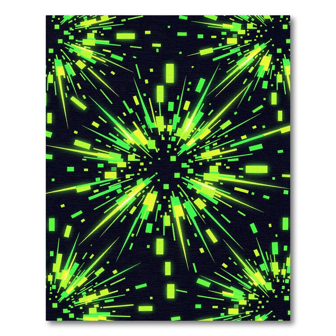 Luminous Neon Green Geometric Burst Rug
