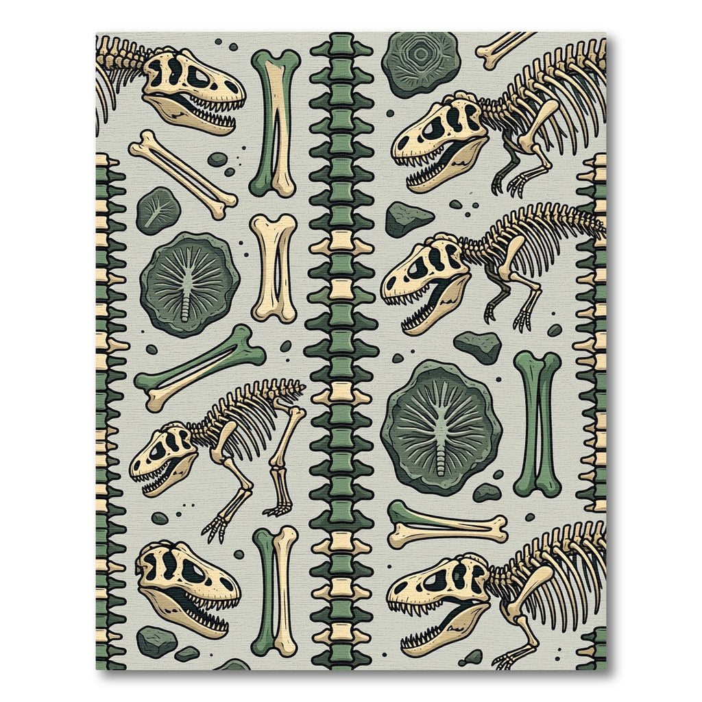 Prehistoric T-Rex Fossil Skeleton Sage Rug