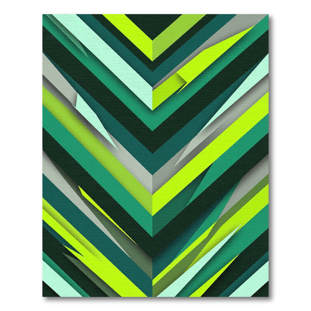 Vibrant Emerald Chevron Slices Rug