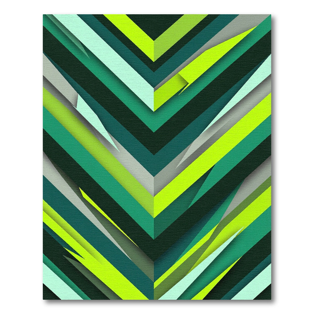 Vibrant Emerald Chevron Slices Rug
