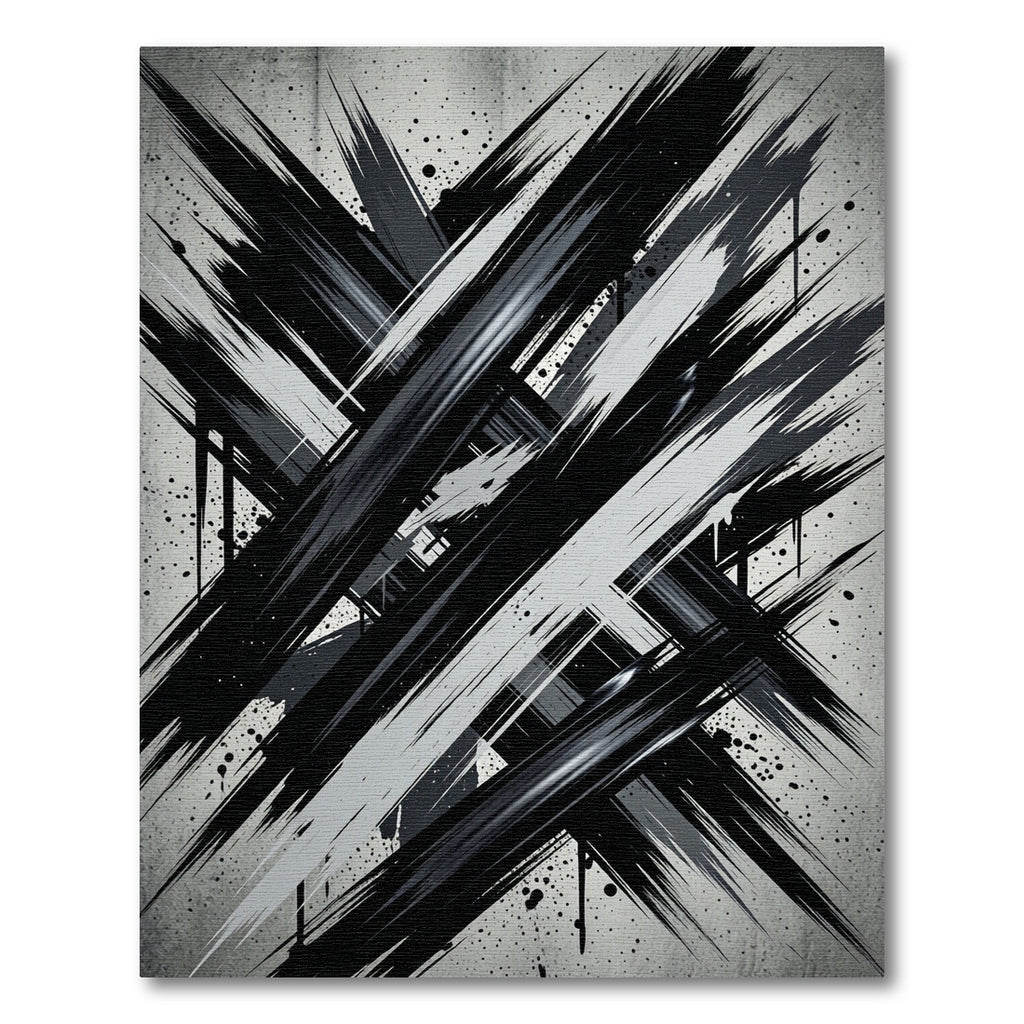 Monochrome Abstract Black and White Brushstroke Rug