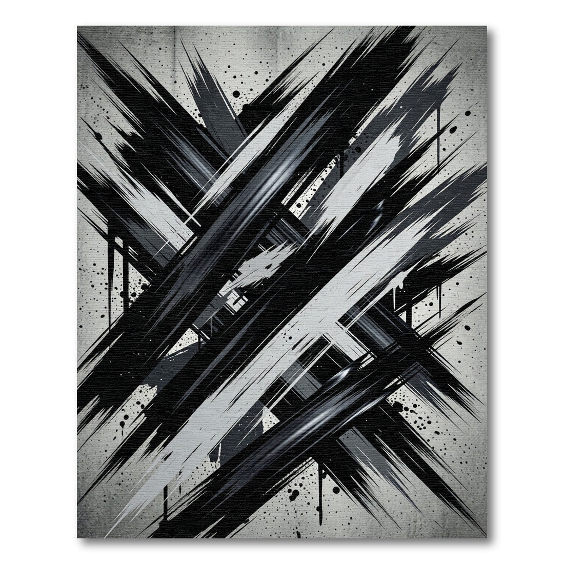 Monochrome Abstract Black and White Brushstroke Rug