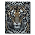 Fierce Tiger Face Grayscale Background Rug