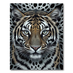 Fierce Tiger Face Grayscale Background Rug