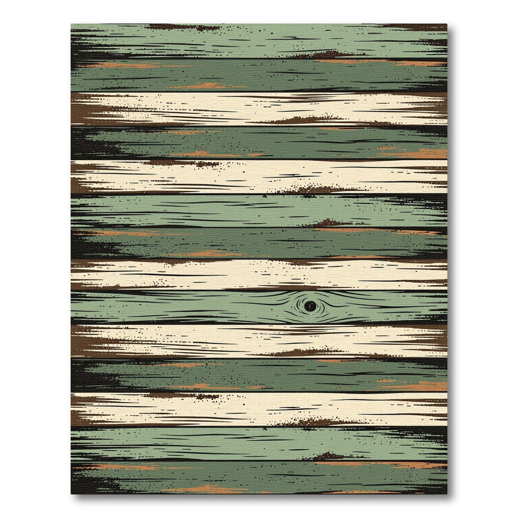 Rustic Sage and Cream Striped Wood Rug