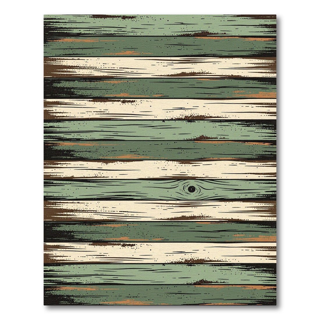 Rustic Sage and Cream Striped Wood Rug
