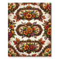 Autumnal Floral Ornate Baroque Frame Rug