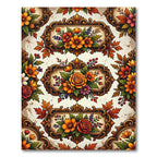 Autumnal Floral Ornate Baroque Frame Rug
