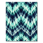 Teal Indigo Chevron Ikat Ripple Rug