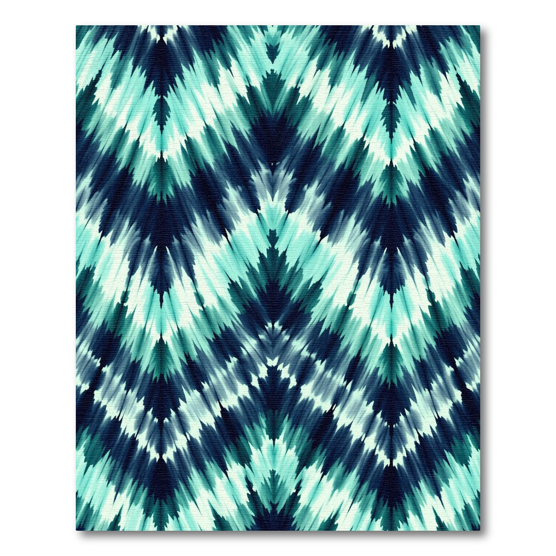 Teal Indigo Chevron Ikat Ripple Rug