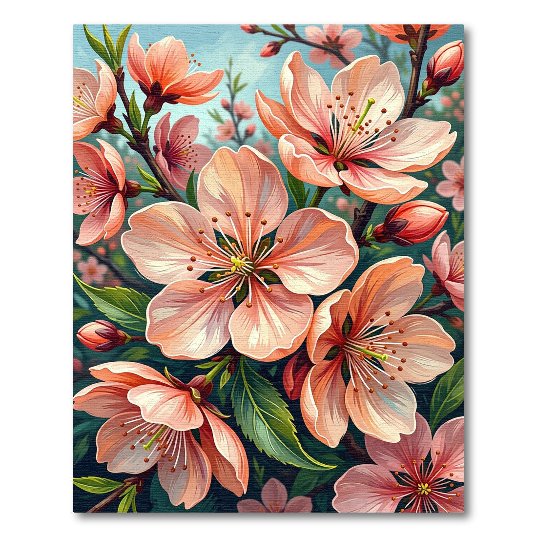 Soft Peach Blossom Garden Bloom Rug