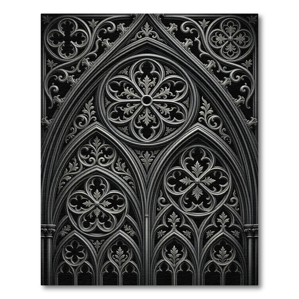 Gothic Silver Quatrefoil Arched Screen Rug
