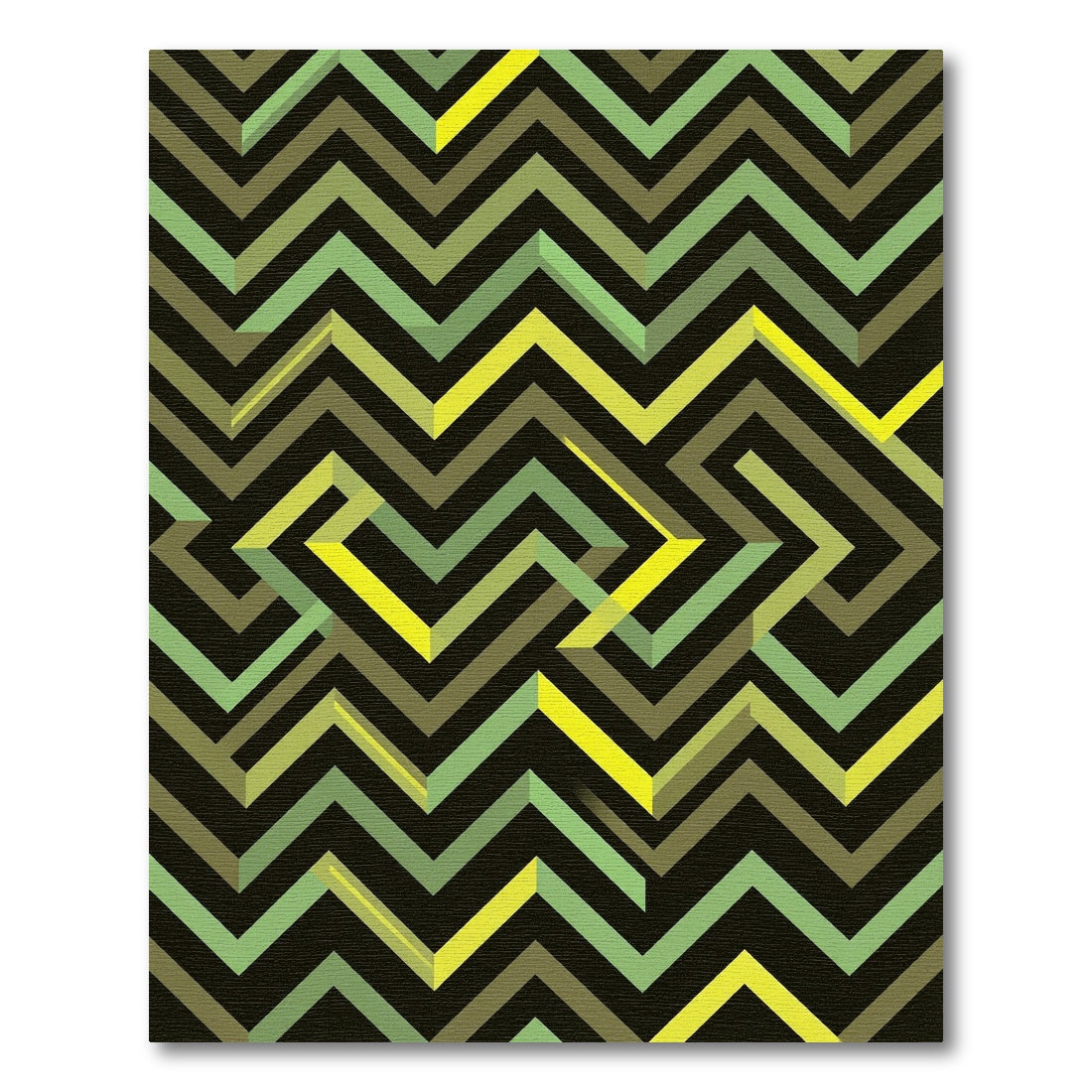 Modern Isometric Green Zigzag Geometric Rug