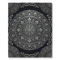 Ornate Silver Monochrome Floral Medallion Rug