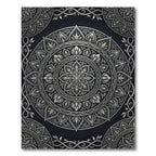 Ornate Silver Monochrome Floral Medallion Rug