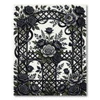 Gothic Black Rose Garden Lattice Rug