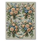 Elegant Champagne Rose Bouquet Floral Rug