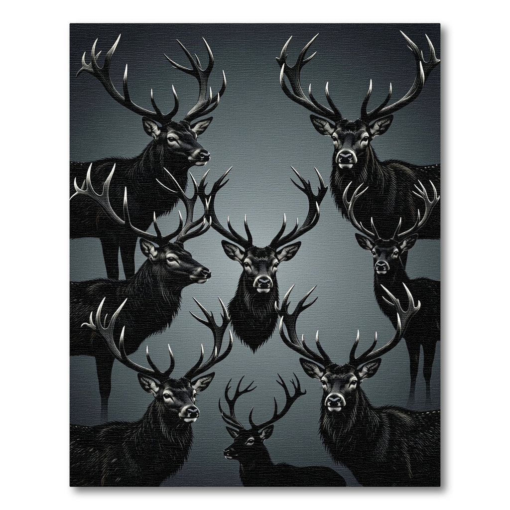 Dark Elegance Majestic Deer Portrait Rug