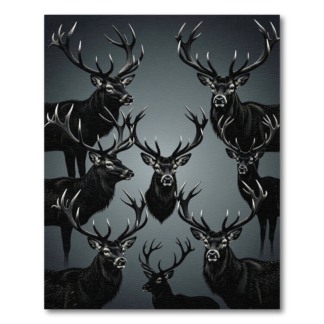 Dark Elegance Majestic Deer Portrait Rug