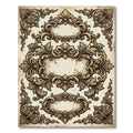 Ornate Gold Leaf Scrollwork Frames Rug