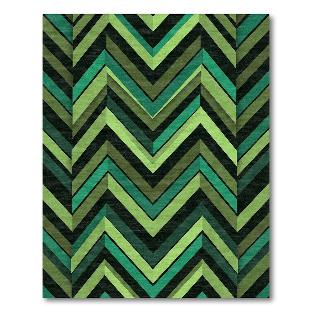 Forest Green Chevron Layered Rug