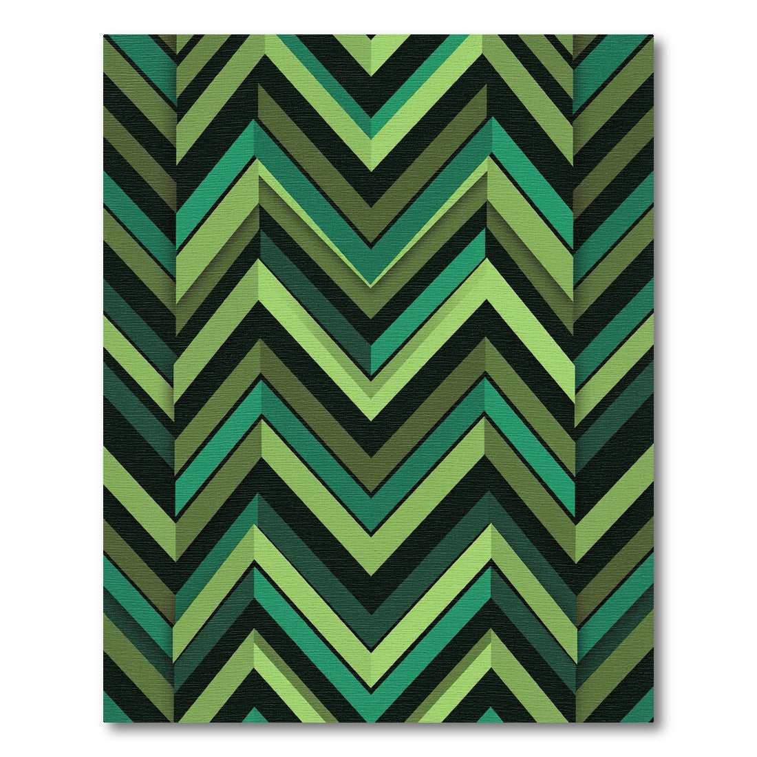 Forest Green Chevron Layered Rug