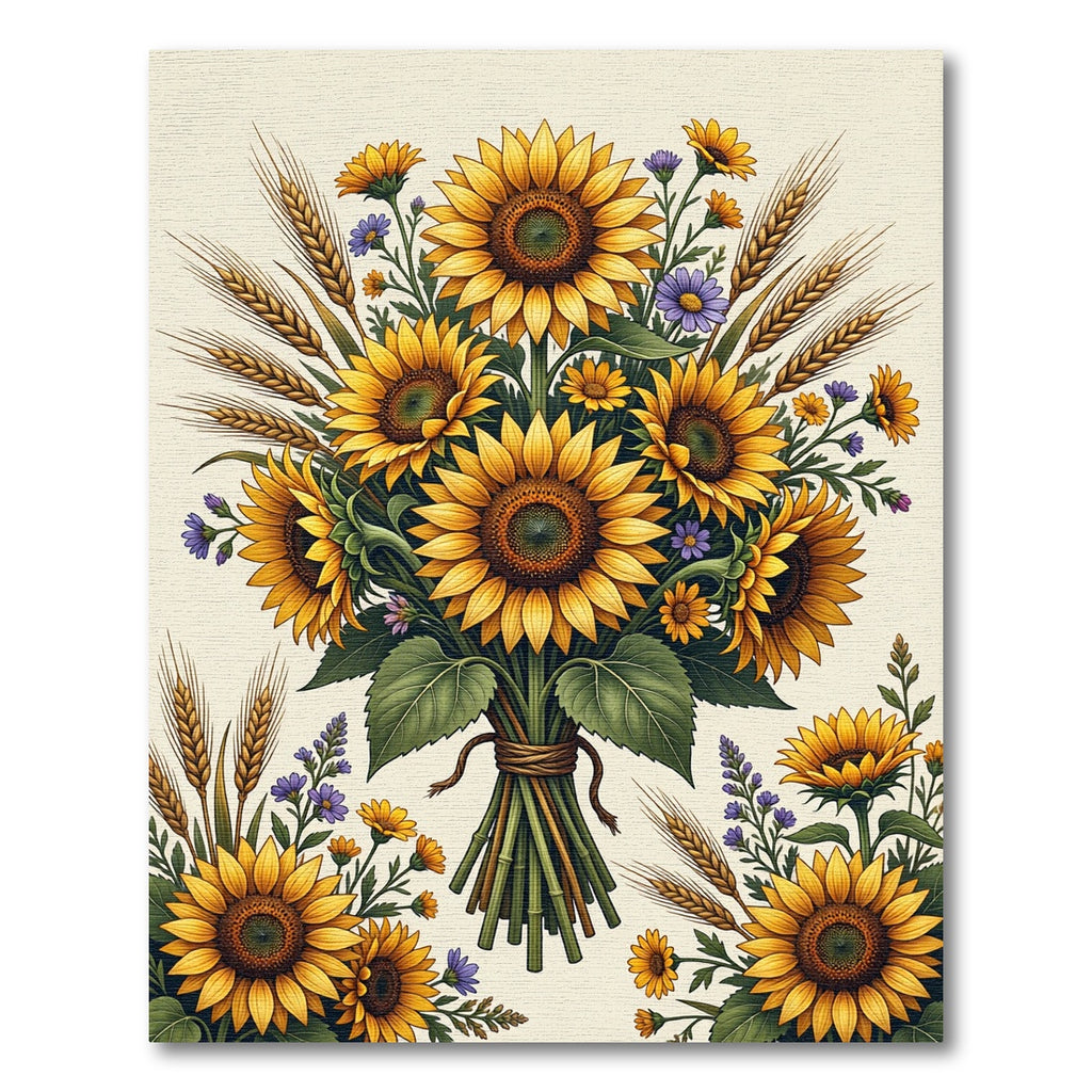 Golden Sunflowers Wheat Meadow Bouquet Rug